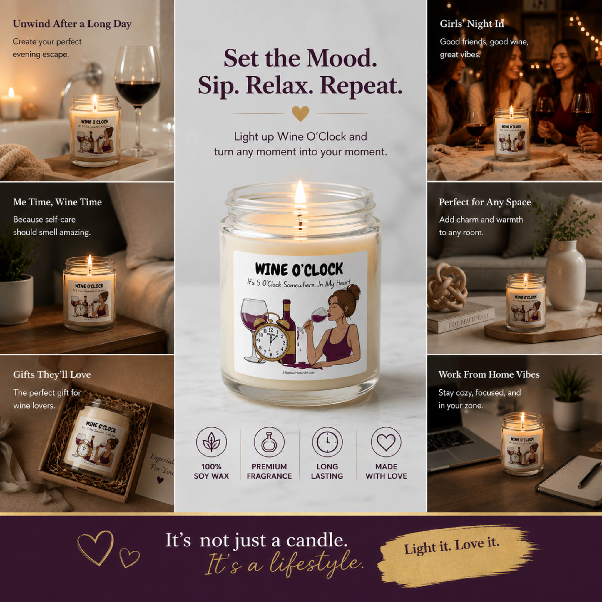 Wine O'Clock Candle - 9oz