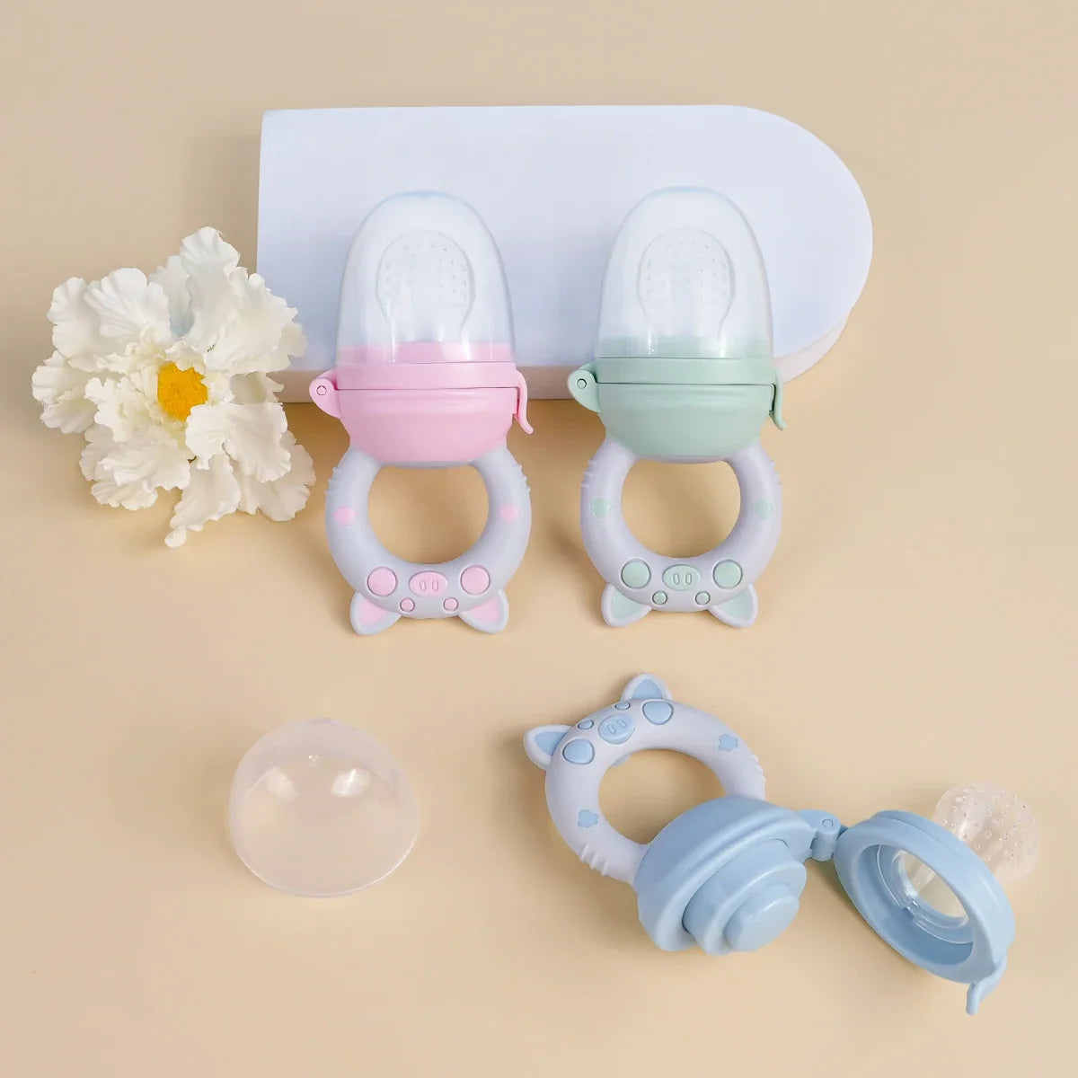 TYRY.HU 4pcs/set Silicone Fruit & Vegetable Feeder for Infants and Toddlers 6-36 months Food Grade Teething & Feeding Pacifier